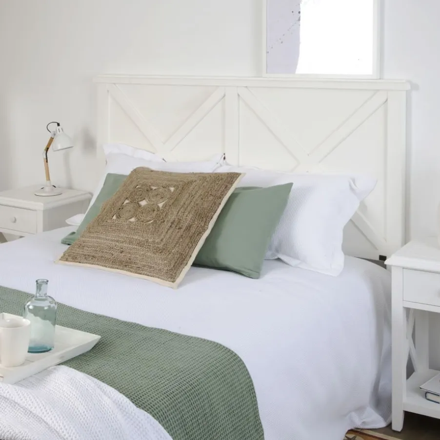 Niza Tête de lit en bois pour lit de 150 et 160 laqué en blanc