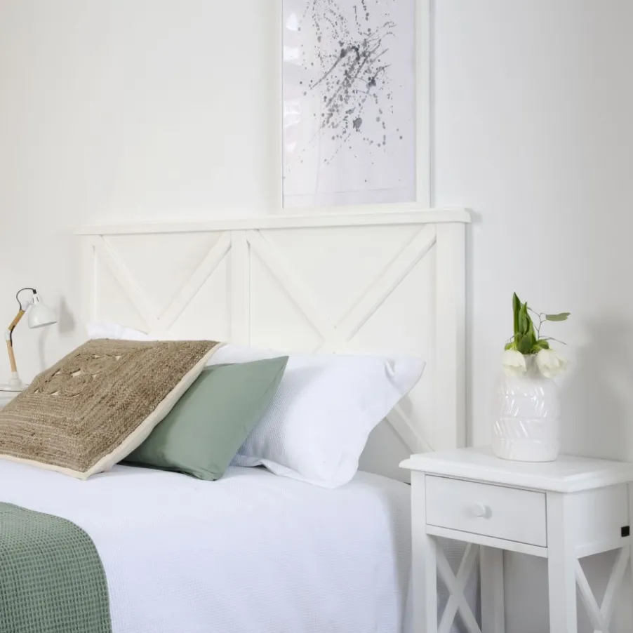 Niza Tête de lit en bois pour lit de 150 et 160 laqué en blanc