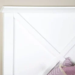 Niza Tête de lit en bois pour lit de 150 et 160 laqué en blanc