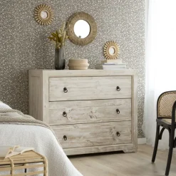 Oblak Commode en bois massif blanc shabby