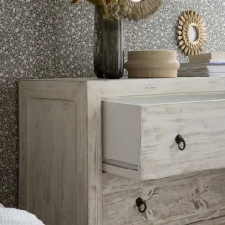 Oblak Commode en bois massif blanc shabby