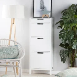 Orus Chaussure étroit suspendu en bois laqué blanc