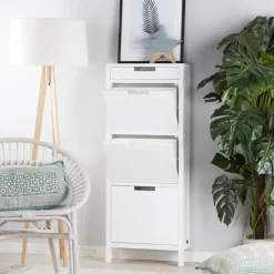 Orus Chaussure étroit suspendu en bois laqué blanc