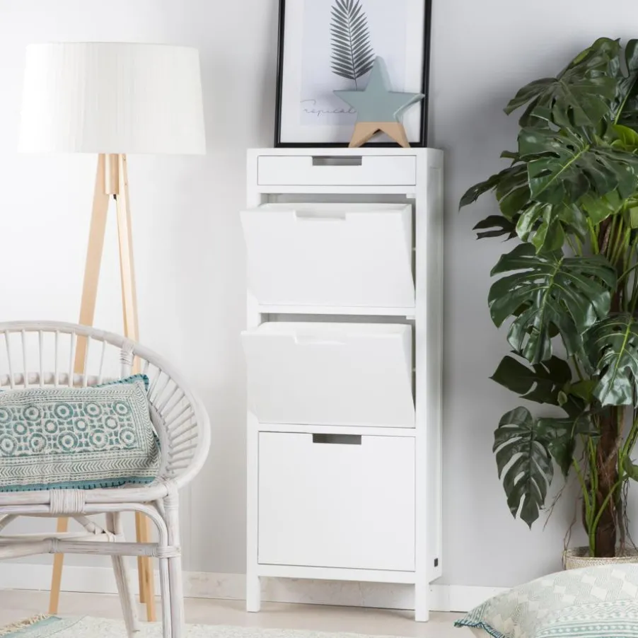 Orus Chaussure étroit suspendu en bois laqué blanc