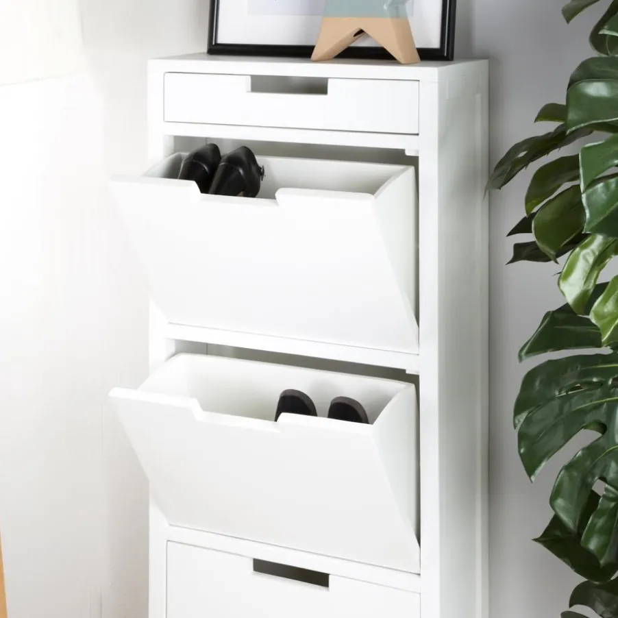 Orus Chaussure étroit suspendu en bois laqué blanc