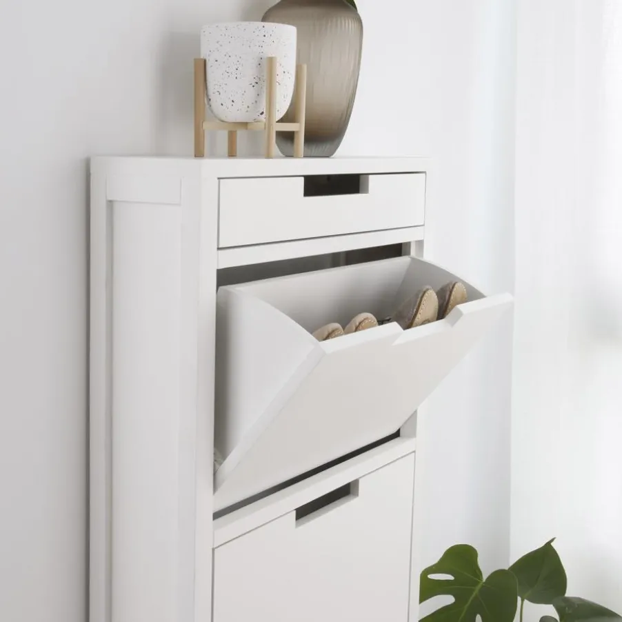 Orus Chaussure étroit suspendu en bois laqué blanc