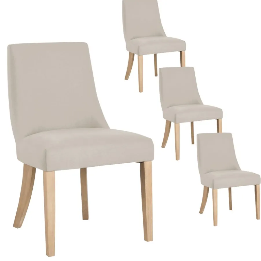 Pack 4 chaises bimba rembourrée beige
