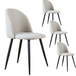 Pack 4 chaises curie rembourrée beige