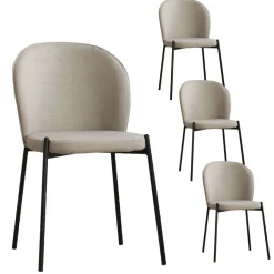Pack 4 chaises nuren rembourrée beige
