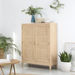 Pandora Meuble d'appoint en bois et rotin