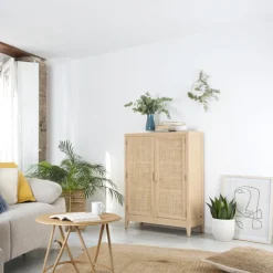 Pandora Meuble d'appoint en bois et rotin