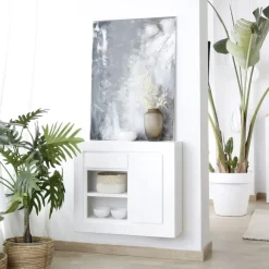 Sebath Meuble d'entrée étroit suspendu laqué blanc