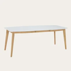 Shelley Mesa de comedor extensible rectangular 150/200 de madera color blanco y natural