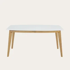 Shelley Mesa de comedor extensible rectangular 150/200 de madera color blanco y natural