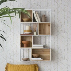 Shenan étagère murale en bois et métal blanc