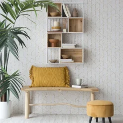 Shenan étagère murale en bois et métal blanc