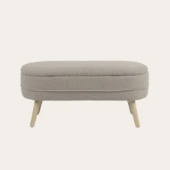 Simon Banco descalzador con almacenaje tapizado en borreguito beige
