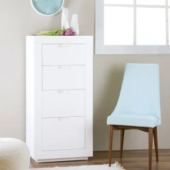 Sisal Commode en bois laqué blanc