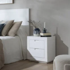 Sisal Table de chevet laqué en blanc