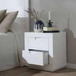 Sisal Table de chevet laqué en blanc