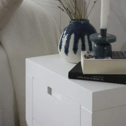 Sisal Table de chevet laqué en blanc