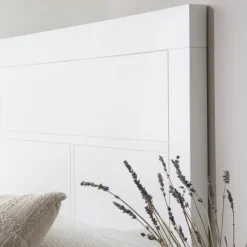 Sisal T&ecirc;te de lit en bois laqué blanc pour lit de 150 et 160
