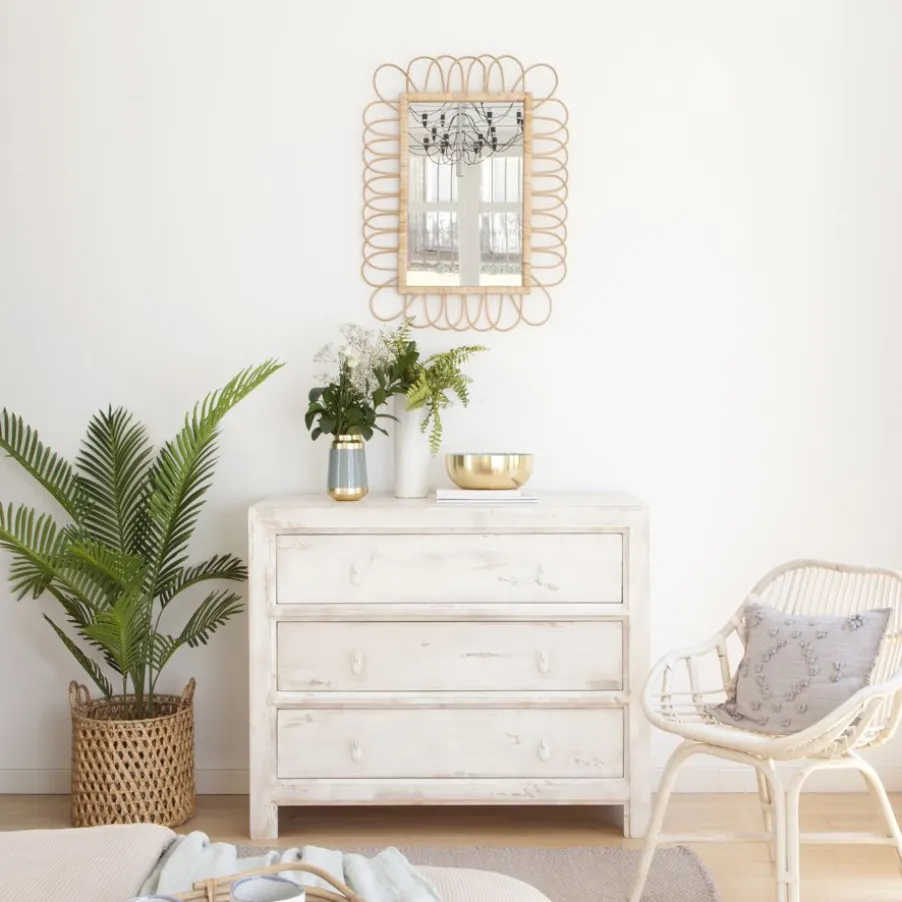 Soho Commode en bois massif de couleur blanc décapé