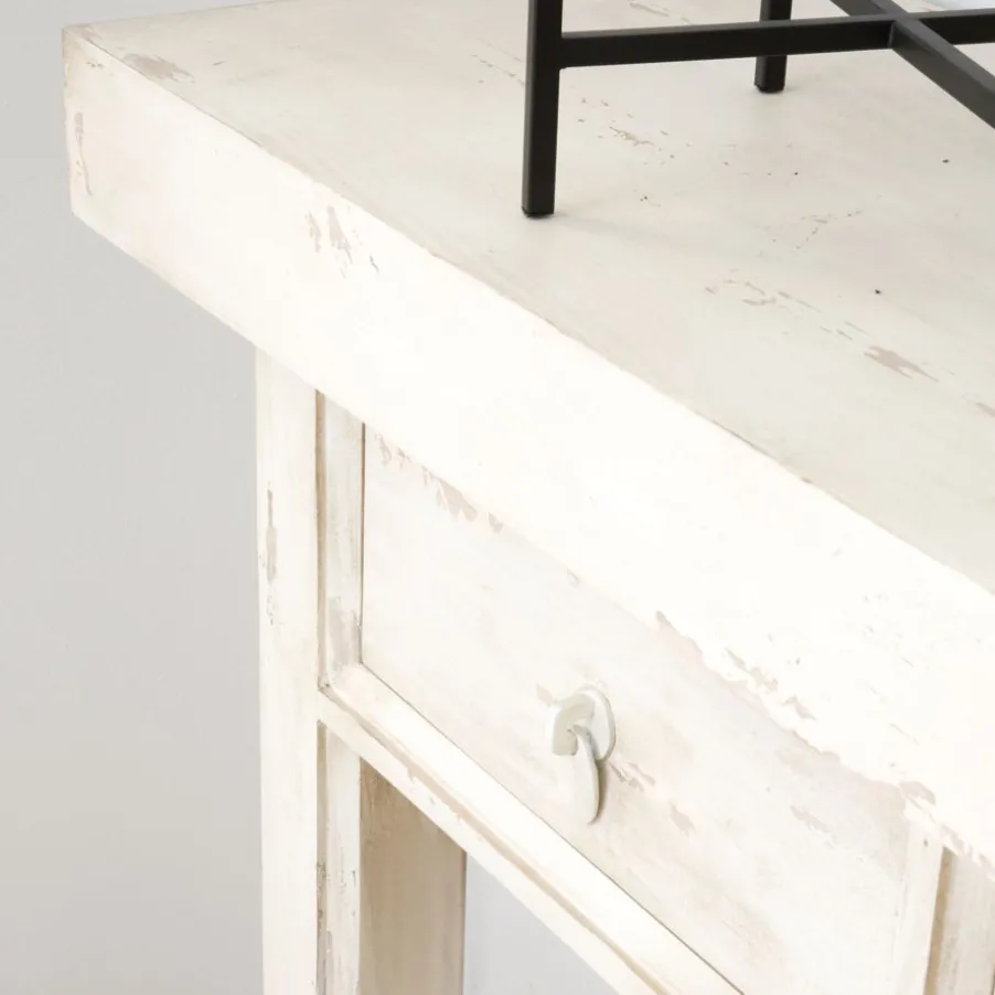 Soho Meuble d'entrée en bois massif en blanc décapé