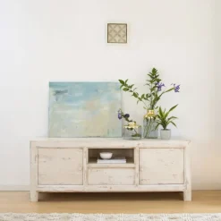 Soho Meuble tv en bois massif en blanc decay