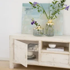 Soho Meuble tv en bois massif en blanc decay