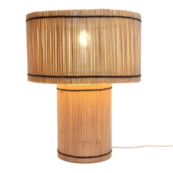 Tokem Lampe de table en fer et rotin