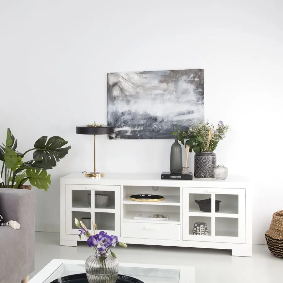 Tribeca Meuble tv en bois laqué blanc