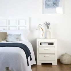 Tribeca Table de chevet en bois laqué blanc