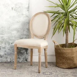 Victoria Chaise en bois massif de bouleau rembourrée en beige
